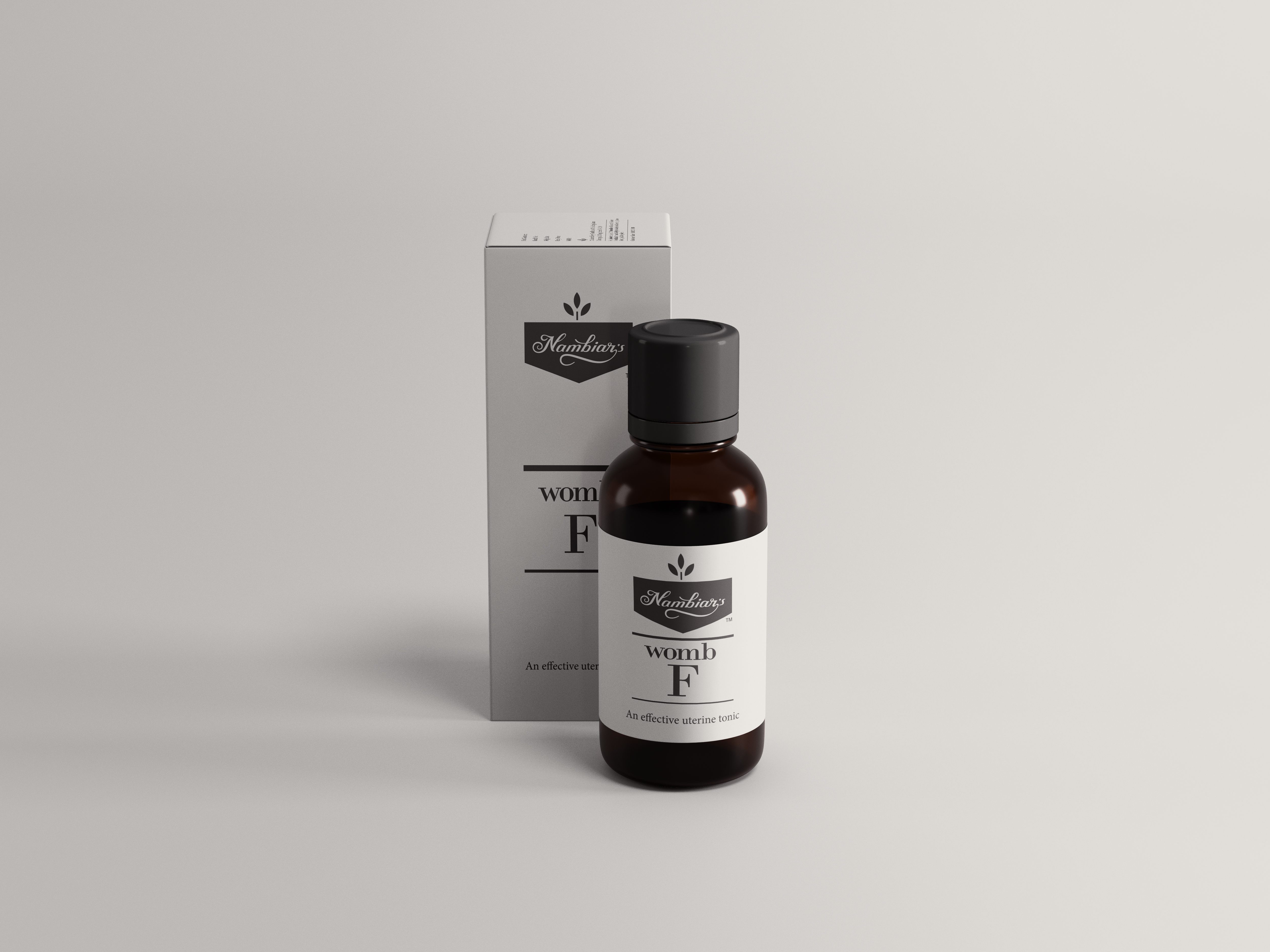 Nambiar's Womb F uterine tonic bottle and packaging for women's reproductive health with Ayurvedic formulation